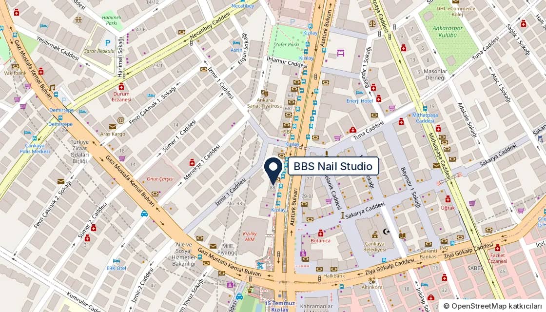 Kızılay haritası: BBS Nail Studio, Atatürk Bulvarı No:88, Kızılay metrosu ile Kızılay AVM arasında